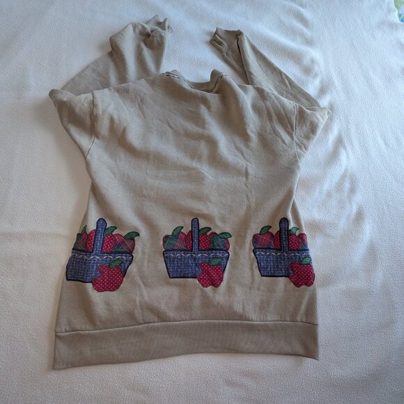 Jerzees Cardigan Beige Fleece Long Sleeve Button up Patchwork Large Unisex EUC - Picture 14 of 16